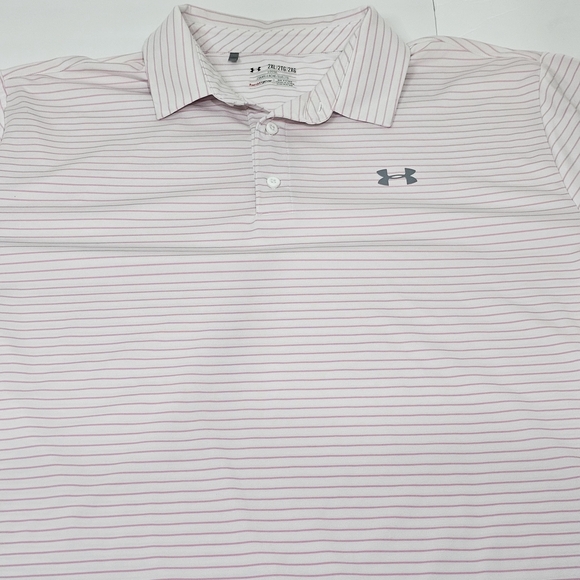Under Armour Men's Pink Striped Polo Shirt XXL - Picture 5 of 7